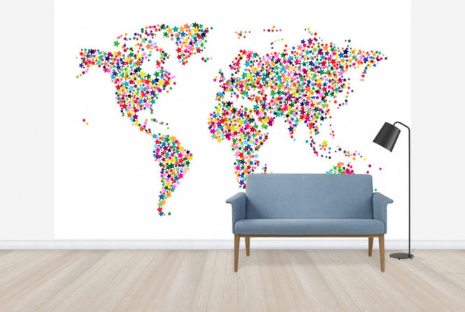 PHOTOWALL / Stars World Map Color (e24214)
