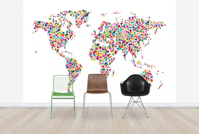 PHOTOWALL / Stars World Map Color (e24214)