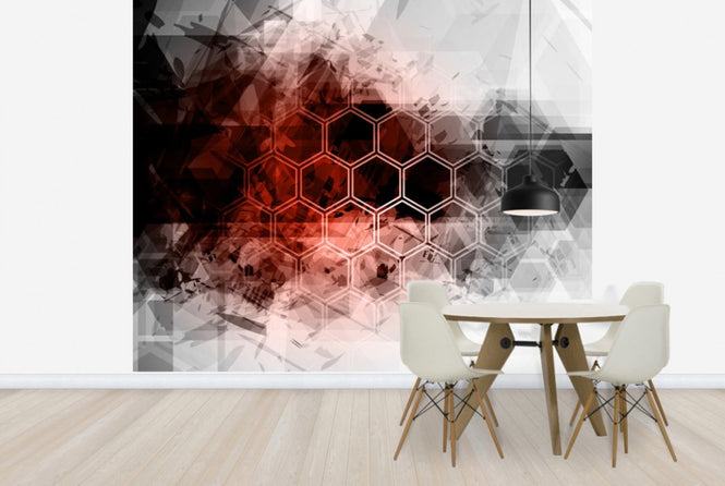 PHOTOWALL / Red Hexagon Background (e25044)