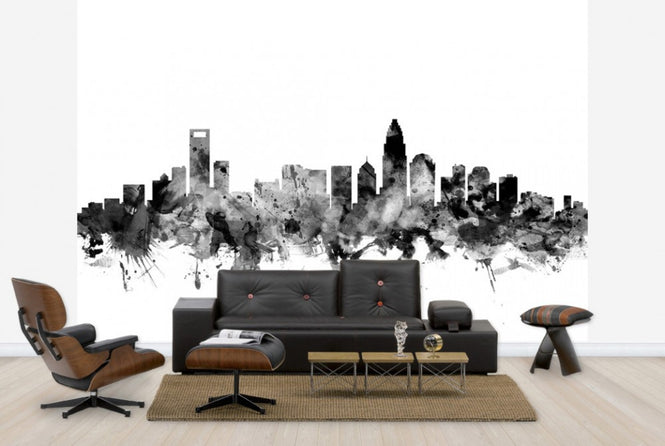 PHOTOWALL / Charlotte North Carolina Skyline Black (e25345)