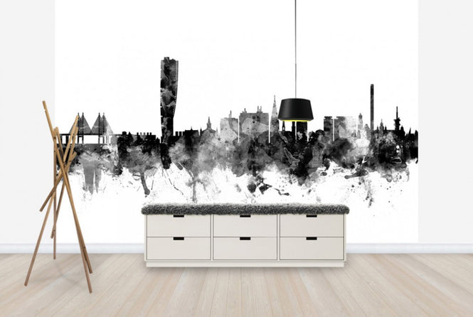 PHOTOWALL / Malmö Skyline Black (e25578)