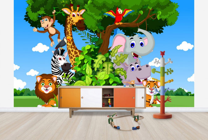 PHOTOWALL / Animals in Forest Cartoon (e25827)