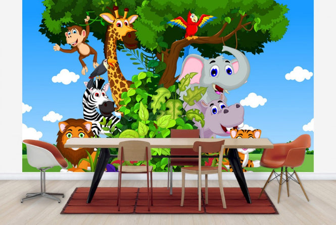 PHOTOWALL / Animals in Forest Cartoon (e25827)