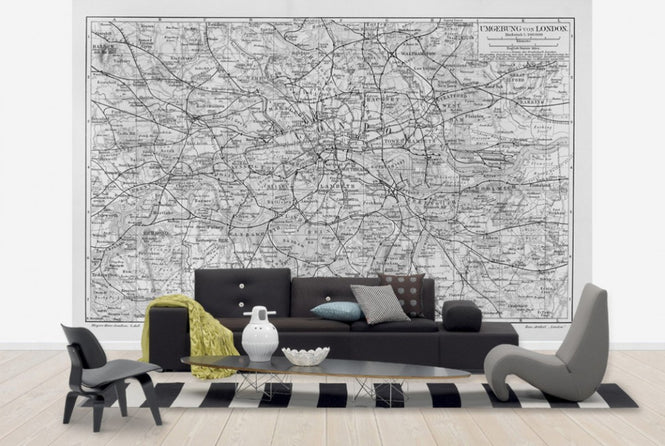PHOTOWALL / London Map Gray (e30166)