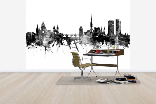 PHOTOWALL / Prague Skyline, black and white (e30497)