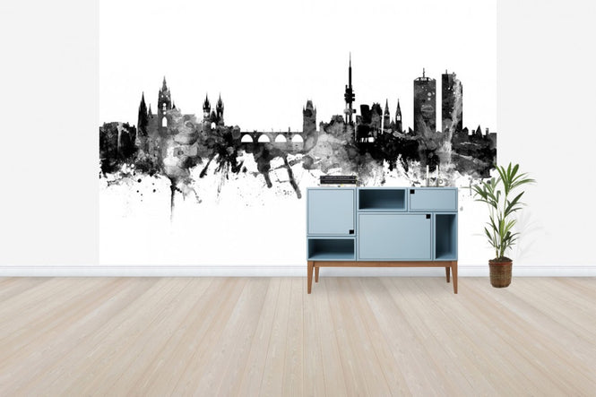 PHOTOWALL / Prague Skyline, black and white (e30497)