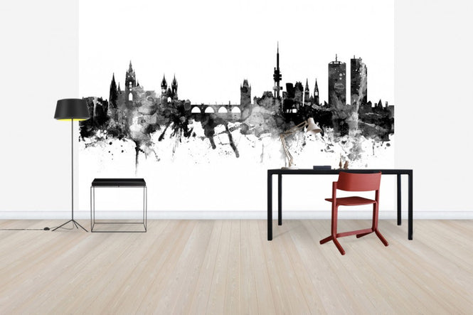 PHOTOWALL / Prague Skyline, black and white (e30497)