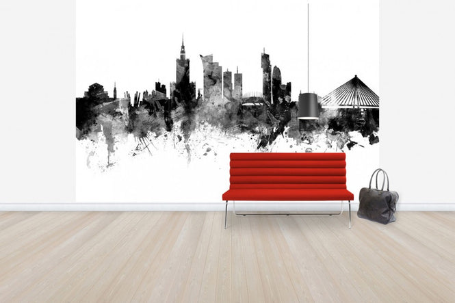 PHOTOWALL / Warsaw Skyline, black and white (e30499)