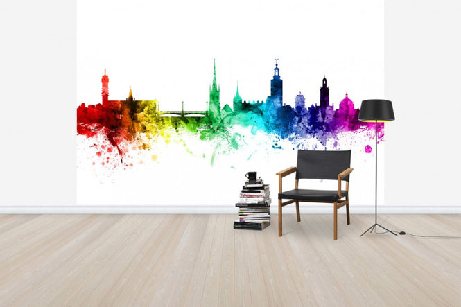 PHOTOWALL / Stockholm Skyline Rainbow (e30525)