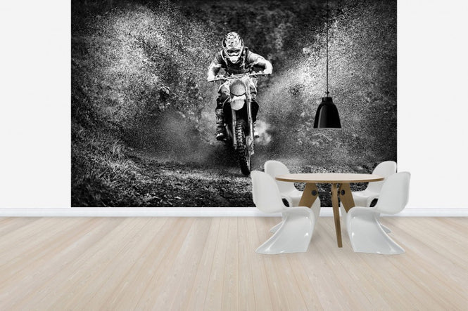 PHOTOWALL / Spray Mud Motorcycle, black and white (e30611)