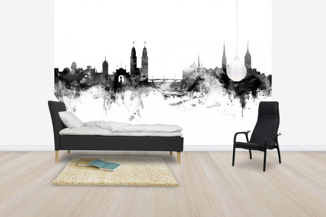 PHOTOWALL / Zurich Skyline, black and white (e30553)