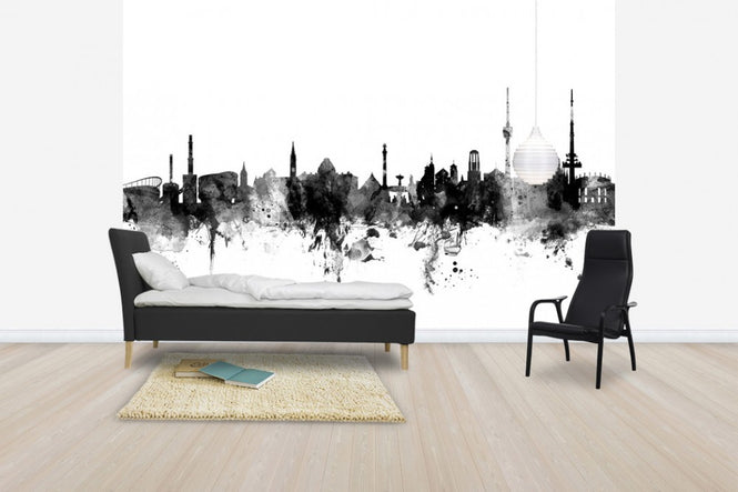 PHOTOWALL / Stuttgart Skyline, black and white (e30575)