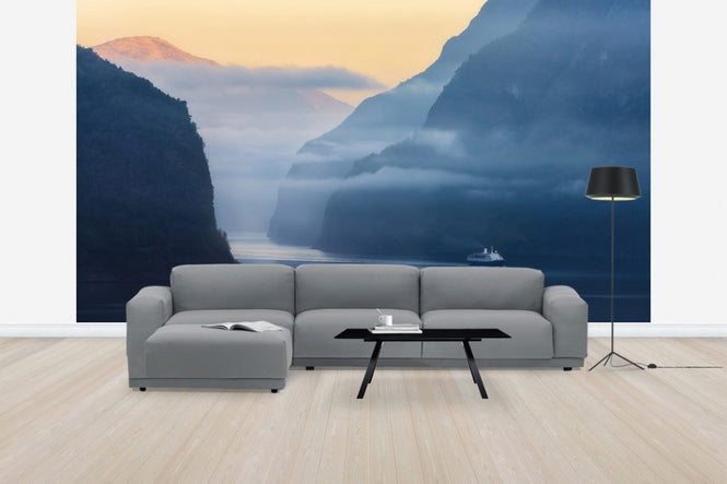 PHOTOWALL / Norwegian Fjord in Fog (e30676)