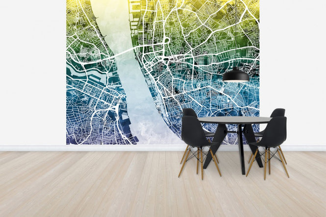 PHOTOWALL / Liverpool Street Map Bluegreen (e50089)