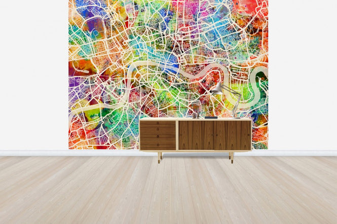 PHOTOWALL / London Street Map Multicolour (e50093)