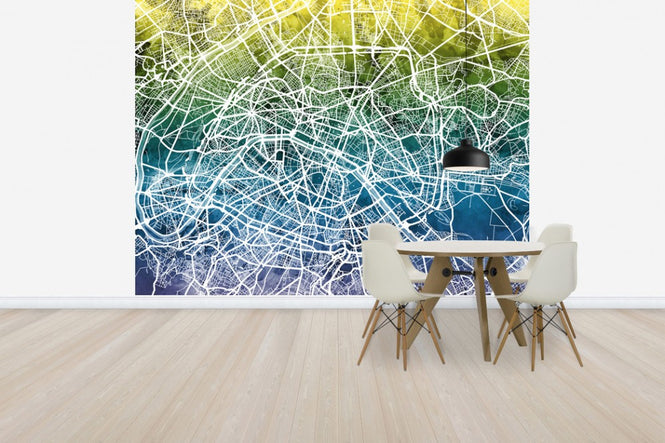 PHOTOWALL / Paris Street Map Bluegreen (e50103)