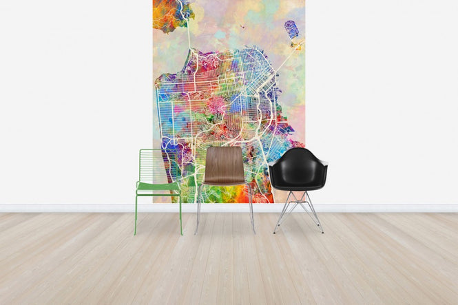 PHOTOWALL / San Fransisco Street Map Multicolour (e50111)