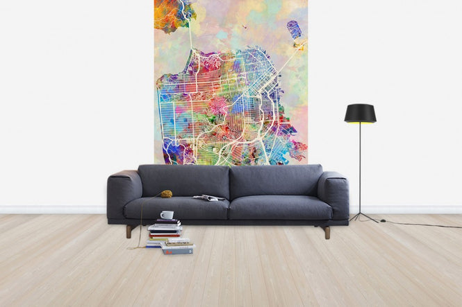 PHOTOWALL / San Fransisco Street Map Multicolour (e50111)