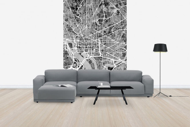 PHOTOWALL / Washington DC Street Map B/W (e50116)