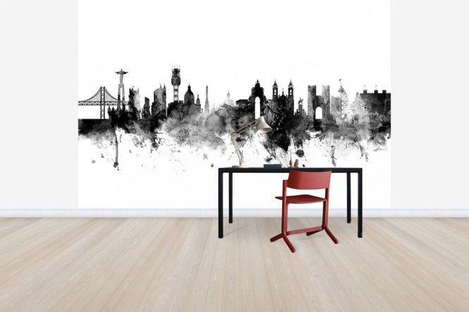 PHOTOWALL / Lisbon Skyline Black (e50153)