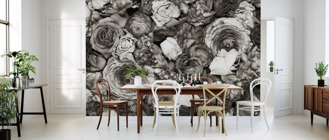 PHOTOWALL / Black and White Flowers (e313240)