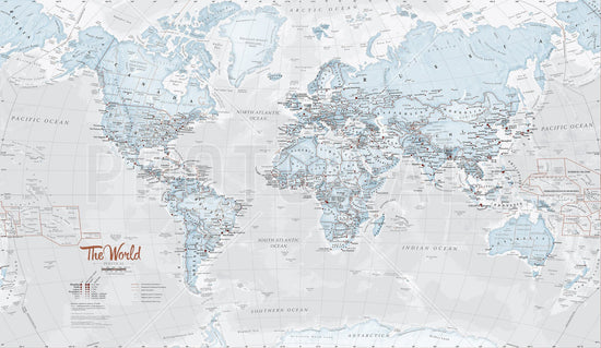 PHOTOWALL / World Map Political Aqua (e316094)