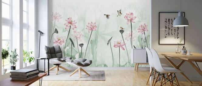 PHOTOWALL / Birds and Flower Garden - Green (e318738)