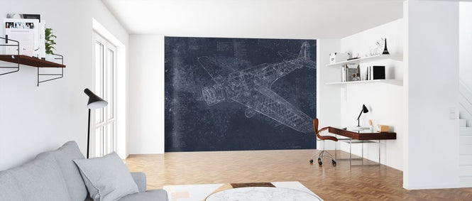 PHOTOWALL / Retro Airplane - Dark Blue (e319212)