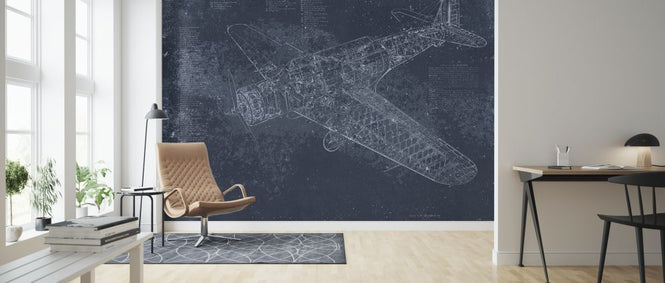 PHOTOWALL / Retro Airplane - Dark Blue (e319212)