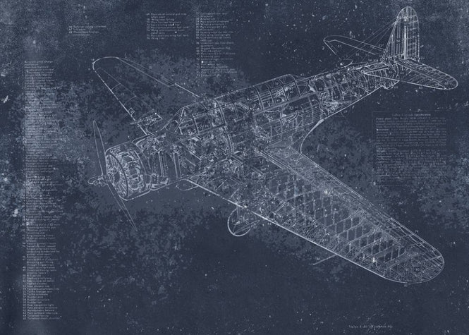 PHOTOWALL / Retro Airplane - Dark Blue (e319212)