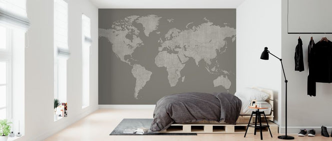 PHOTOWALL / Voguish World Map - Brown Gray (e320771)