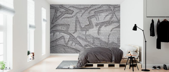 PHOTOWALL / Brick Wall Graffiti - Gray (e320817)