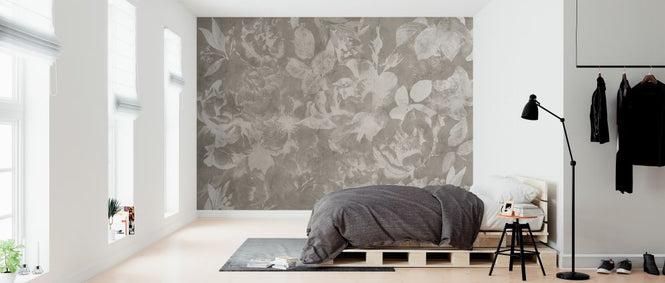 PHOTOWALL / Flowers and Concrete - Beige (e320885)