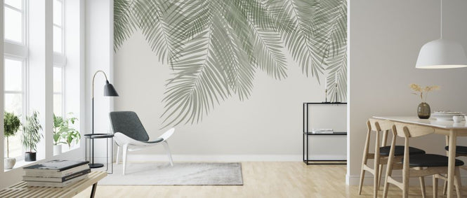 PHOTOWALL / Hanging Palm Leaves - Beige-Green (e321936)