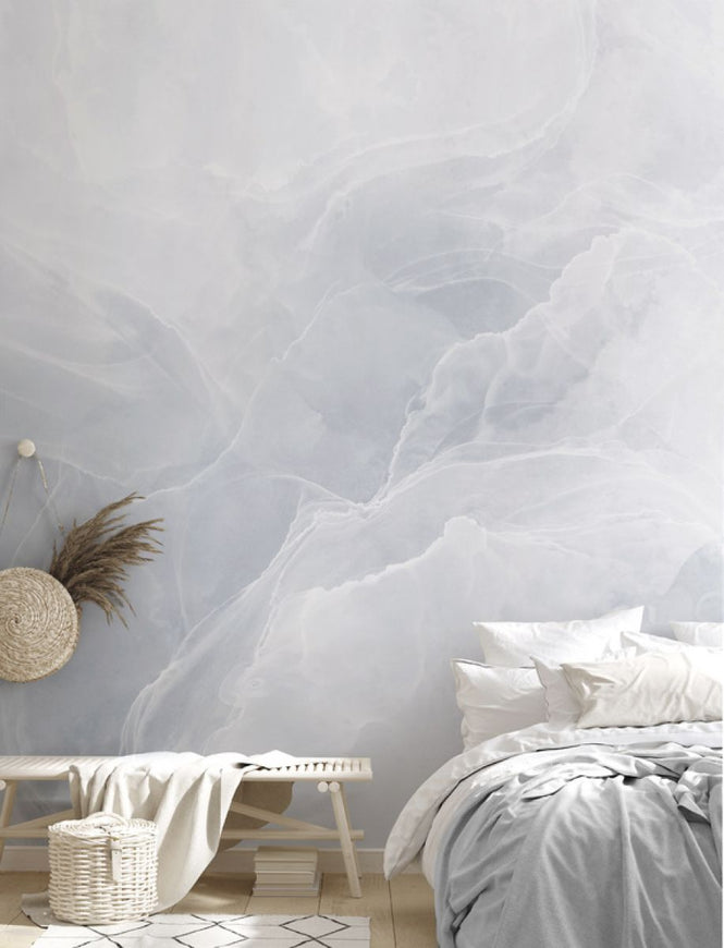 PHOTOWALL / Marble Breeze - Pale Blue (e334110)