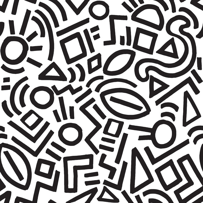 【限定数】はがせる シール 壁紙 NU WALLPAPER / Black Doodle Abstract / AES4789