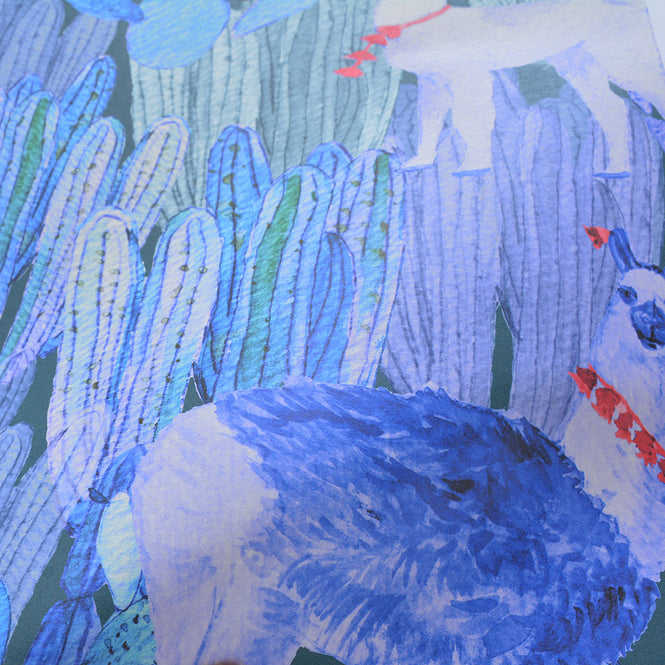 KARIOKAS / ALTIPLANO Blue Lamas on Dark Blue WallP-ALTI-BLDB-01