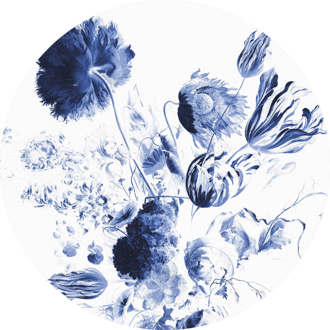 輸入壁紙 KEK Amsterdam / FLORA & FAUNA / WALLPAPER CIRCLES ROYAL BLUE FLOWERS CK-002