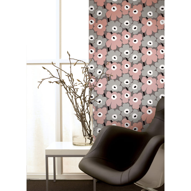 はがせる シール 壁紙 marimekko × NU WALLPAPER / Pink Pieni Unikko  / MKS4491