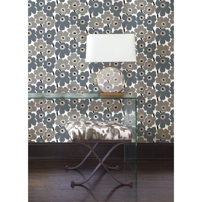 【限定数】はがせる シール 壁紙 marimekko × NU WALLPAPER / Grey Pieni Unikko  / MKS4493