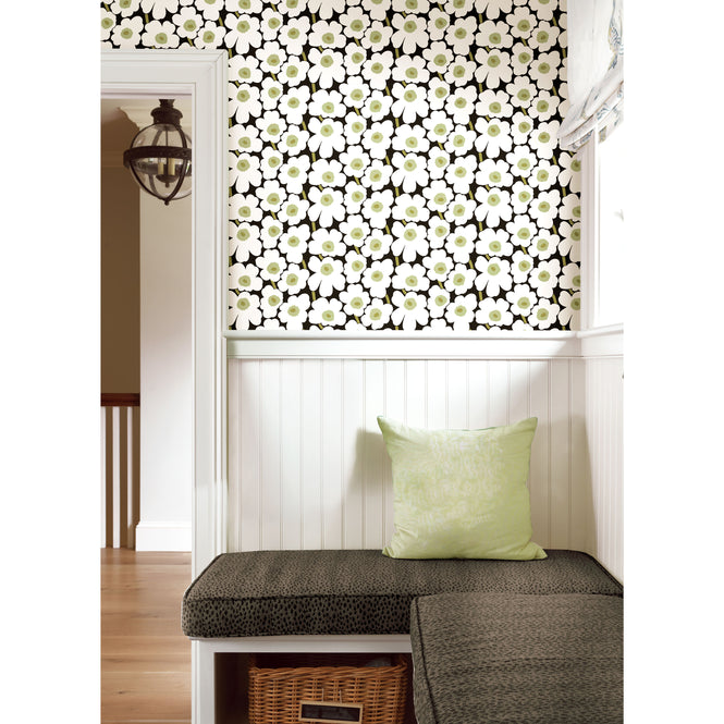 【予約受付】はがせる シール 壁紙 marimekko × NU WALLPAPER / Black Pieni Unikko  / MKS4494