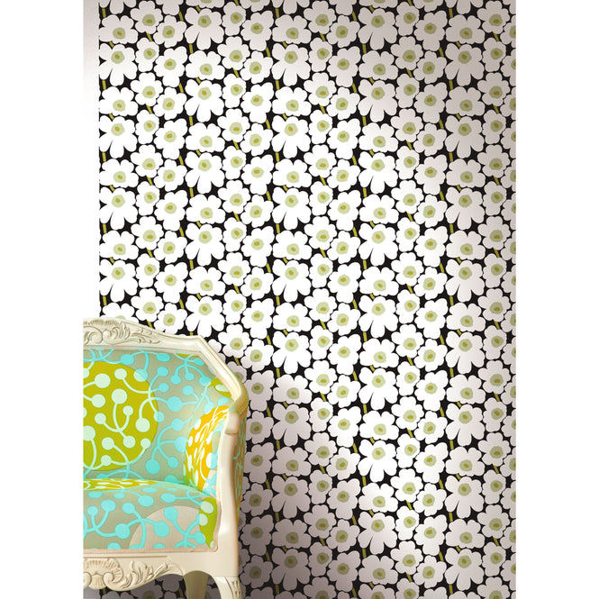 【予約受付】はがせる シール 壁紙 marimekko × NU WALLPAPER / Black Pieni Unikko  / MKS4494