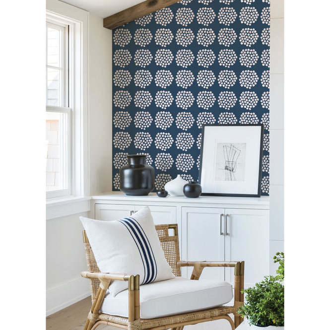【限定数】はがせる シール 壁紙 marimekko × NU WALLPAPER / Navy Puketti  / MKS4498