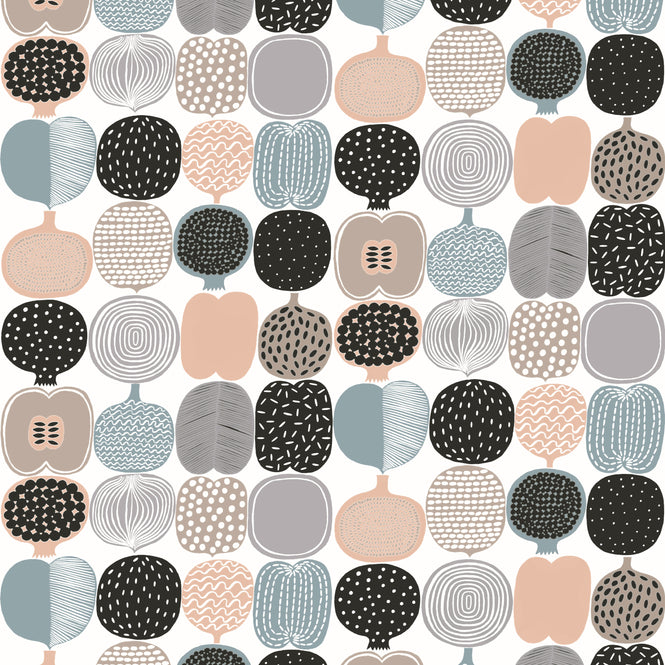 はがせる シール 壁紙 marimekko × NU WALLPAPER / Pink and Grey Kompotti  / MKS4500