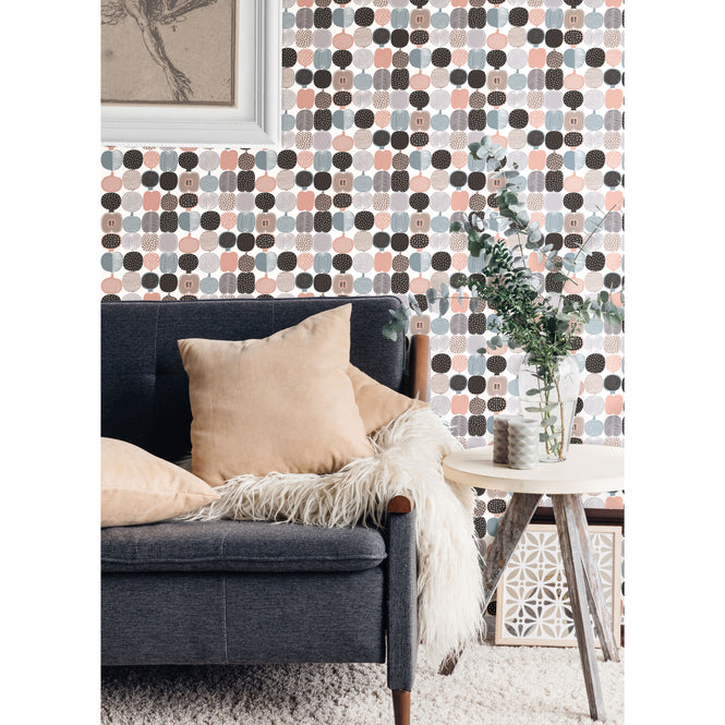 【予約受付】はがせる シール 壁紙 marimekko × NU WALLPAPER / Pink and Grey Kompotti / MKS4500