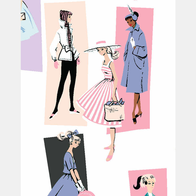 はがせる シール壁紙 wallshoppe / Barbie x wallshoppe / Mod Shapes Lavender Peach