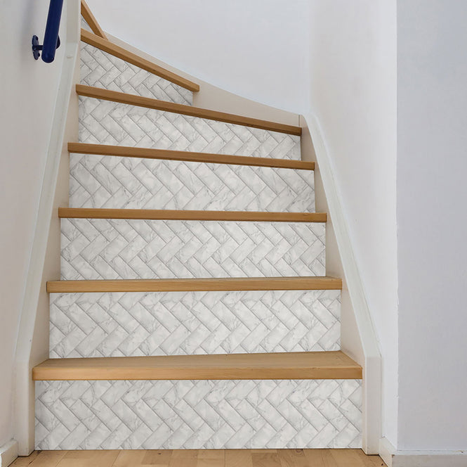 BACKSPLASH タイルシート / HERRINGBONE CARRARA MARBLE / NH2358