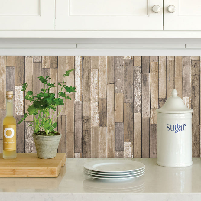 はがせる シール 壁紙 NU WALLPAPER / Weathered Plank Barn Peel and Stick Wallpaper / NH3057