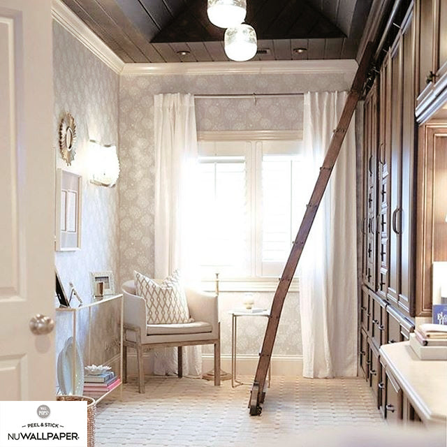【予約受付】はがせる シール 壁紙 NU WALLPAPER / Dandelion Taupe Peel And Stick Wallpaper / NU1651