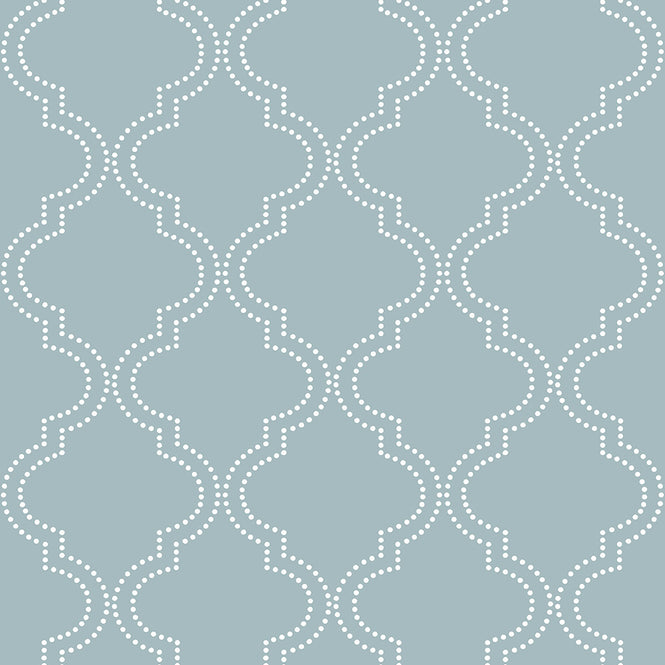 【予約受付】はがせる シール 壁紙 NU WALLPAPER / Slate Blue Quatrefoil Peel And Stick Wallpaper / NU1826